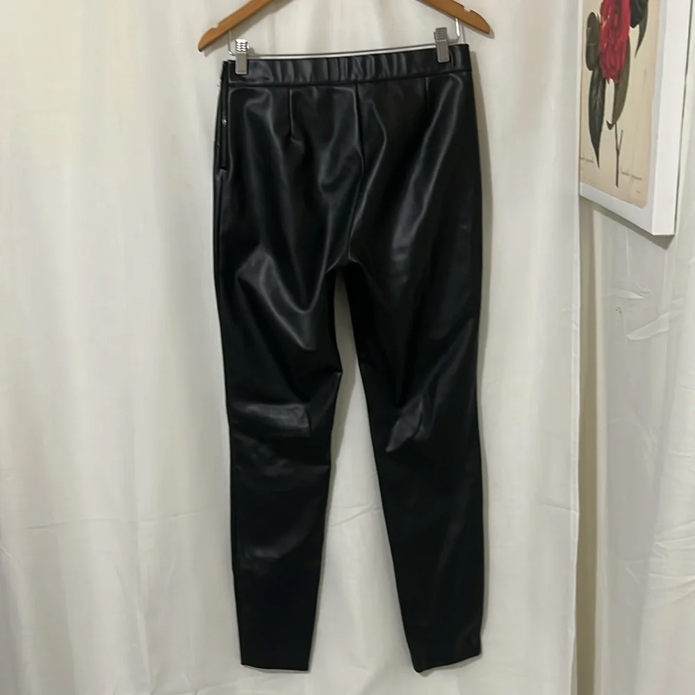 Zara Used Faux Leather Black Leggings